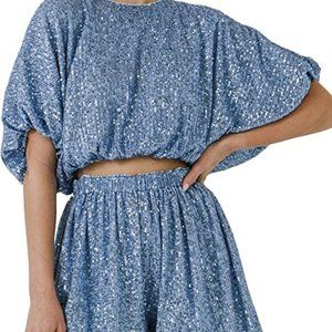 NEW Blue Sparkly Two Piece (Size Medium)